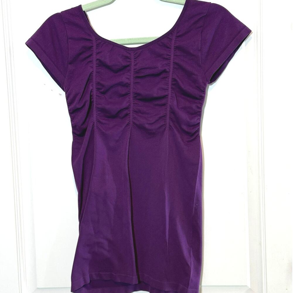 Shape FX Ruched purple Top Y2K Stretchy Sz Med Whimsigoth